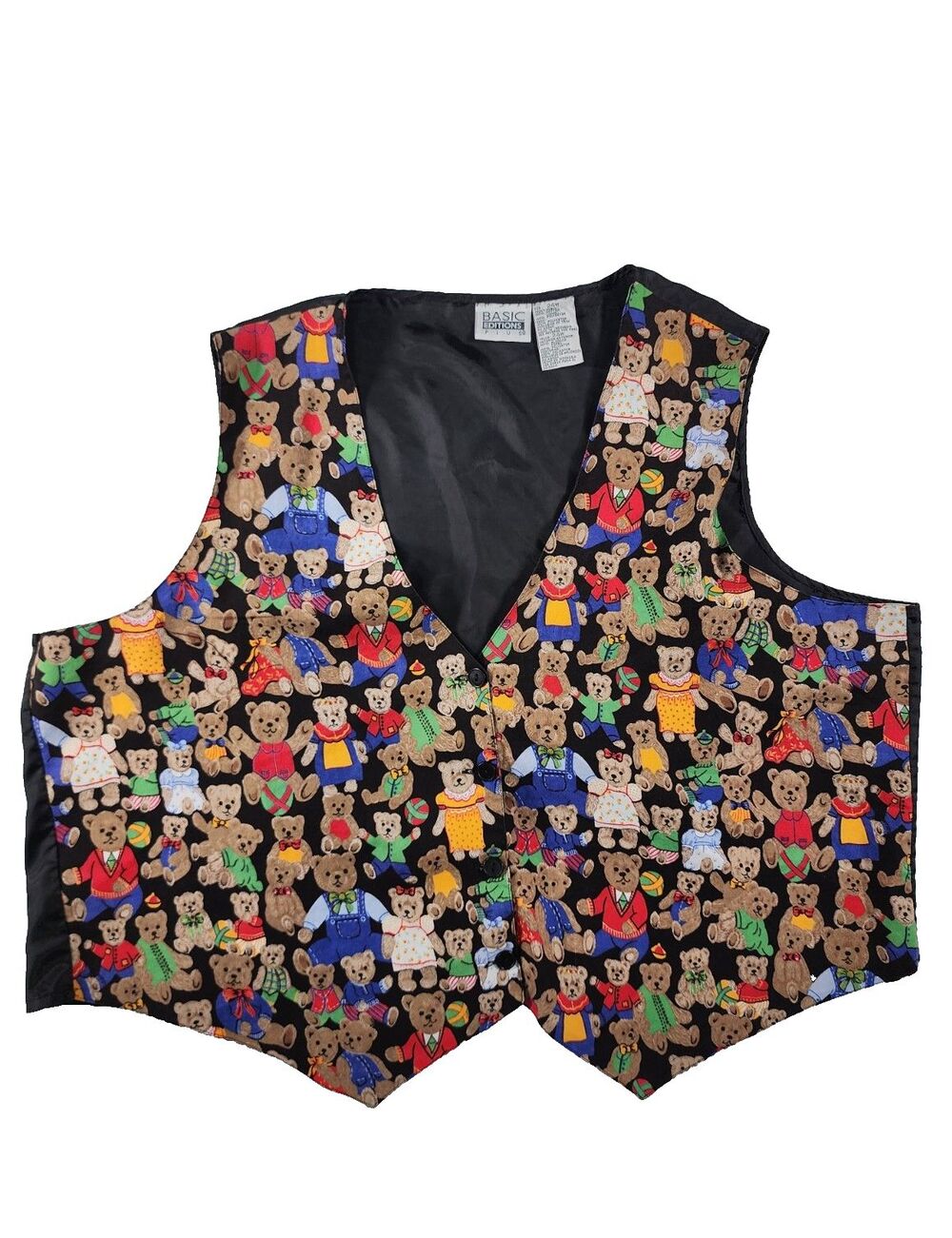 Vtg 90's Basic Editions Women's Teddy Bears Vest Size 24W